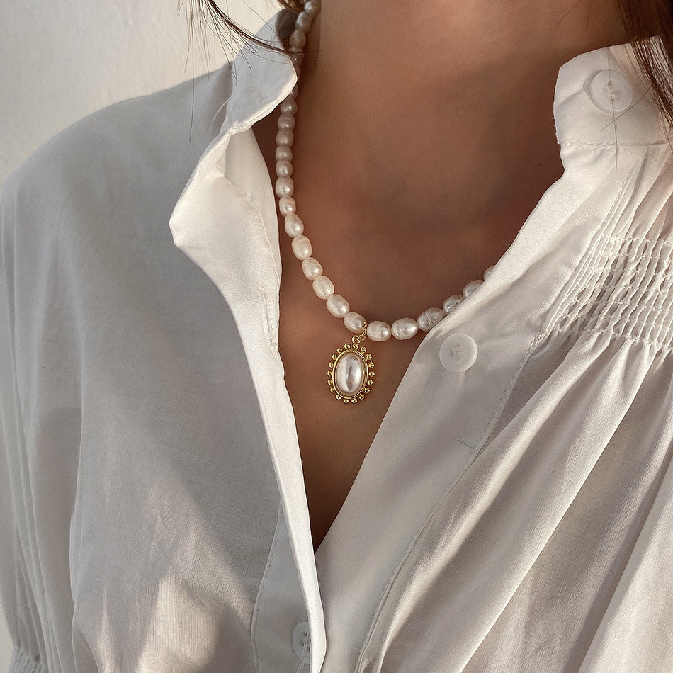 925 Sterling Silver Pearl Pendant Necklace – Artistic Bead Design for Women