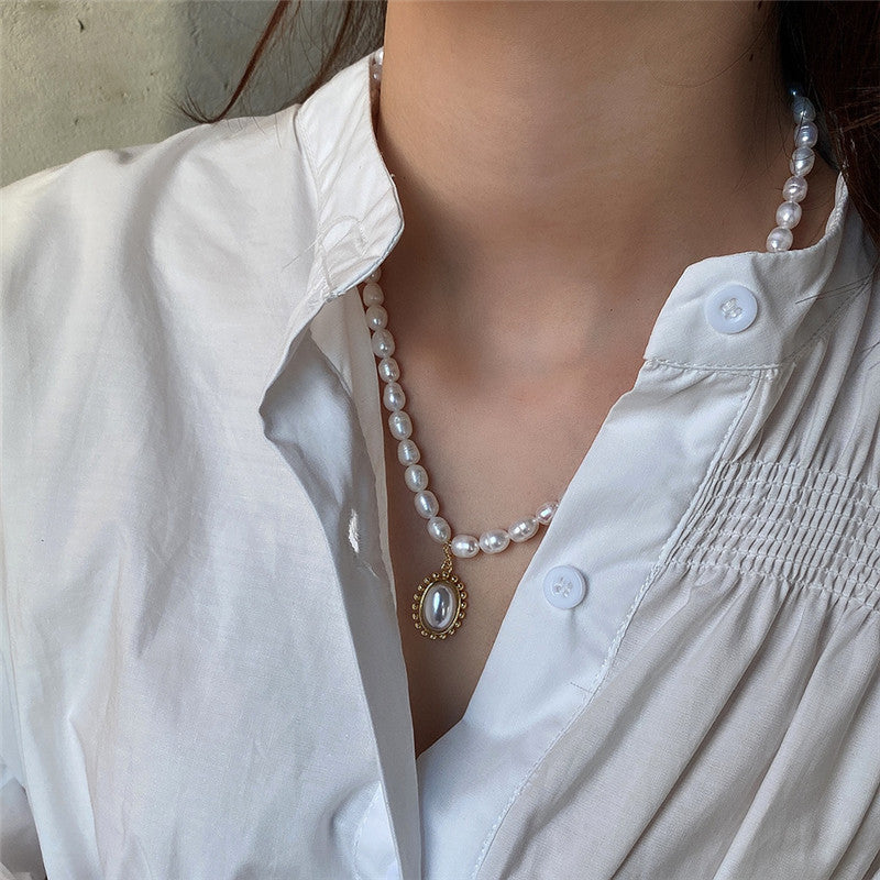 925 Sterling Silver Pearl Pendant Necklace – Artistic Bead Design for Women
