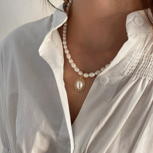 925 Sterling Silver Pearl Pendant Necklace – Artistic Bead Design for Women
