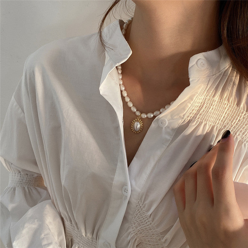 925 Sterling Silver Pearl Pendant Necklace – Artistic Bead Design for Women